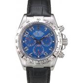 Rolex Daytona Stainless Steel Case Blue Dial Black Leather Strap