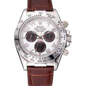 Cheap Rolex Daytona Stainless Steel Case White Dial Brown Leather Strap