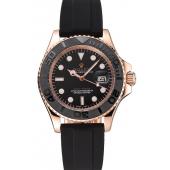 Rolex Yacht Master Black Dial And Bezel Everose Dial Oysterflex Bracelet