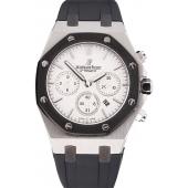 Swiss Audemars Piguet Royal Oak Chronograph White Dial Stainless Steel Case Black Rubber Strap  622865