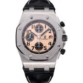 Swiss Audemars Piguet Royal Oak Offshore Gold Dial Stainless Steel Case Black Leather Strap  622849