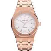 Swiss Audemars Piguet Royal Oak White Dial Rose Gold Case And Bracelet