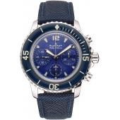 Replica Swiss Blancpain Fifty Fathoms Flyback Chronograph Blue Dial Blue Bezel Stainless Steel Case Blue Canvas Strap