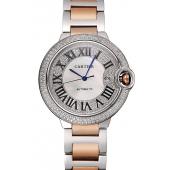 Swiss Cartier Ballon Bleu 46 MM Diamond Dial Diamond Case Rose Gold And Staineless Steel Bracelet 1453884