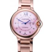 Swiss Cartier Ballon Bleu de Cartier Pink Diamond Dial Gold Bracelet  622556