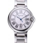 Swiss Cartier Ballon Bleu de Cartier White Dial Roman Numerals Stainless Steel Bracelet  622555