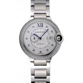 Swiss Cartier Ballon Bleu Diamond Case White Dial Stainless Steel Bracelet  622673