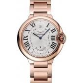 Swiss Cartier Ballon Bleu Two Timezone White Dial Rose Gold Case Rose Gold Bracelet 1453871