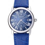 Swiss Cartier Ronde Solo Stainless Steel Case Blue Dial Roman Numerals  622193