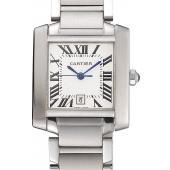 Swiss Cartier Tank Francaise Steel Case White Dial Roman Numerals Stainless Steel Bracelet  622649