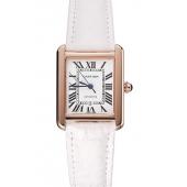 Swiss Cartier Tank Solo White Dial Gold Case White Leather Bracelet 1453896 Replica