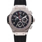 Swiss Hublot Big Bang Black Dial Silver Case Black Rubber Bracelet 1453900