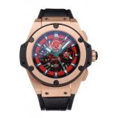 Swiss Hublot Big Bang Limited Edition Black And Red Dial Gold Case Black Leather Strap  62289