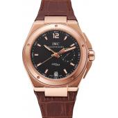 Swiss IWC Big Ingenieur 7-Day Power Reserve Black Dial Rose Gold Case Brown Leather Bracelet 1453921 Replica