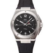 Replica Swiss IWC Big Ingenieur 7-Day Power Reserve Black Dial Silver Case Black Leather Bracelet 1453925