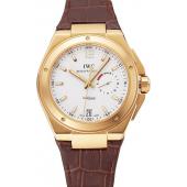 Swiss IWC Big Ingenieur 7-Day Power Reserve White Dial Gold Case Brown Leather Bracelet 1453923