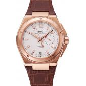 Replica Swiss IWC Big Ingenieur 7-Day Power Reserve White Dial Rose Gold Case Brown Leather Bracelet 1453922