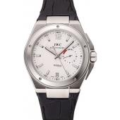 Swiss IWC Big Ingenieur 7-Day Power Reserve White Dial Silver Case Black Leather Bracelet 1453924