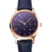 Replica Swiss IWC Portugieser Power Reserve Blue Dial Rose Gold Case Blue Leather Strap