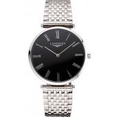 Replica Swiss Longines Grande Classique Black Dial Roman Numerals Stainless Steel Case And Bracelet