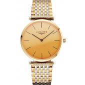 Swiss Longines Grande Classique Gold Dial Gold Case Two Tone Bracelet