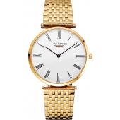 Swiss Longines Grande Classique White Dial Roman Numerals Gold Case And Bracelet