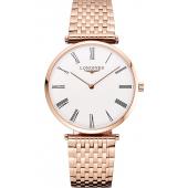 Replica Swiss Longines Grande Classique White Dial Roman Numerals Rose Gold Case And Bracelet