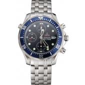 Swiss Omega Seamaster Chronograph 300m Blue Dial Blue Bezel Stainless Steel Case And Bracelet