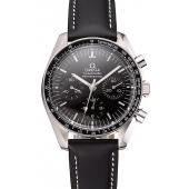 Cheap Swiss Omega Speedmaster Professional Black Dial Black Leather Bracelet 1453936