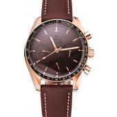 Cheap Swiss Omega Speedmaster Professional Brown Dial Gold Case Brown Leather Bracelet 1453939