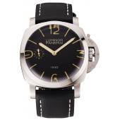 Cheap Swiss Panerai Luminor 1950 Black Dial Stainless Steel Case Black Leather Strap 1453853