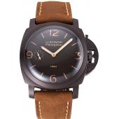 Swiss Panerai Luminor 1950 Dark Brown Dial And Case Brown Leather Strap