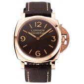 Replica Swiss Panerai Luminor Brown Dial Rose Gold Case Brown Leather Strap 1453841