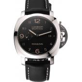 Swiss Panerai Luminor Marina 1950 3 Days Brown Dial Stainless Steel Case Black Leather Strap