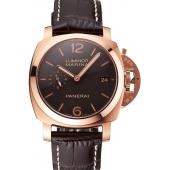 Cheap Swiss Panerai Luminor Marina 1950 3 Days Oro Rosso Brown Dial Rose Gold Case Brown Leather Strap