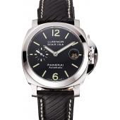 Cheap Swiss Panerai Luminor Marina Black Dial Stainless Steel Case Black Leather Strap