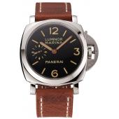 Swiss Panerai Luminor Marina Black Dial Stainless Steel Case Brown Leather Strap 1453852