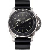 Swiss Panerai Luminor Submersible Black Dial Stainless Steel Case Black Bezel Black Rubber Strap