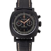 Swiss Panerai Radiomir 1940 Chronograph Black Dial Black Ionized Case Black Leather Strap