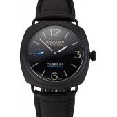 Swiss Panerai Radiomir Black Seal Carbotech Black Dial Black Case Black Leather Strap