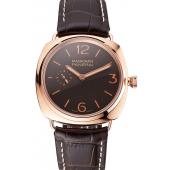 Swiss Panerai Radiomir Oro Rosso Brown Dial Rose Gold Case Brown Leather Strap Replica