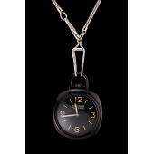 Replica Swiss Panerai Radiomir Pocket Watch Black Dial Black Plated Case Stainless Steel Chain 1453742