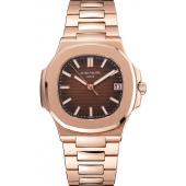 Replica Swiss Patek Philippe Nautilus Dark Brown Dial Stainless Steel Bracelet 1453949