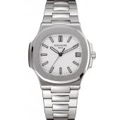 Swiss Patek Philippe Nautilus White Dial Stainless Steel Bracelet 1453946