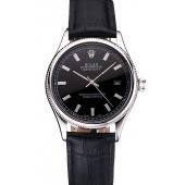 Swiss Rolex Datejust Black Dial Stainless Steel Case And Bracelet