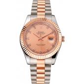 Swiss Rolex Datejust Rose Gold Dial And Bezel Stainless Steel Case Two Tone Bracelet