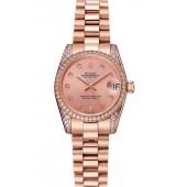 Swiss Rolex DateJust Rose Gold Dial Diamond Case Rose Gold Bracelet 1453977