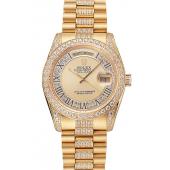 Replica Swiss Rolex Day-Date Diamond Pave Gold Dial Gold Diamond Bracelet 1453954