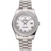 Swiss Rolex Day-Date White Dial Diamond Case Stainless Steel Bracelet 1453967