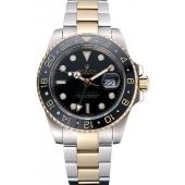 Swiss Rolex GMT Master Yellow  Gold Bezel Black Dial 80295